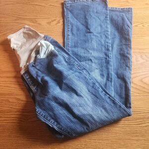 Thyme Maternity Denim Jeans with Beige Support Panel